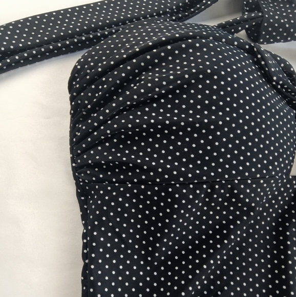 Unique Vintage XL 50'S STYL BEACH BABE Women's Swim Suit NWT BLACK W/ WHITE DOTS - Picture 5 of 16